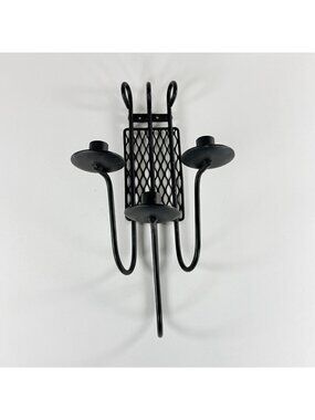 Metal 3 Candle Wall Sconce Black Rustic Gothic Medieval Holder Decor
